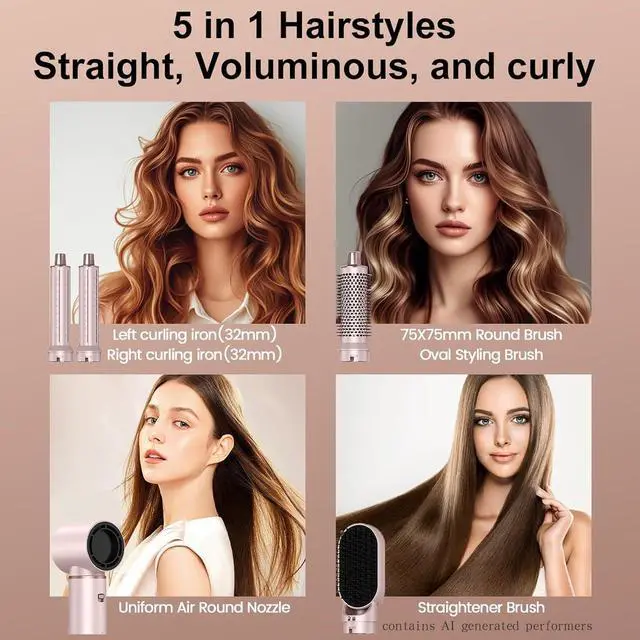 Alt view image 4 of 7 - 5 in 1 Hair Styler & Wrap Air Curler, Low-Speed Hair Tools