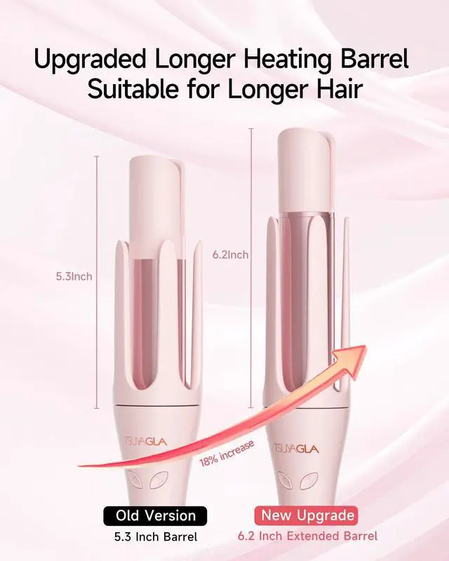 Alt view image 3 of 7 - Automatic Curling Iron Pro, Upgraded Long Barrel Hair Curler, 410 Hot Rotating Curling Iron, 2-Way Rotation 1.25 Inch Curling Wand, Auto Shut-Off 500 Million Ionic Crimper Hair Tool