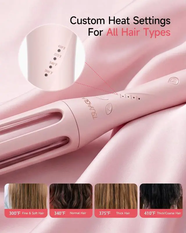 Alt view image 4 of 7 - Automatic Curling Iron Pro, Upgraded Long Barrel Hair Curler, 410 Hot Rotating Curling Iron, 2-Way Rotation 1.25 Inch Curling Wand, Auto Shut-Off 500 Million Ionic Crimper Hair Tool