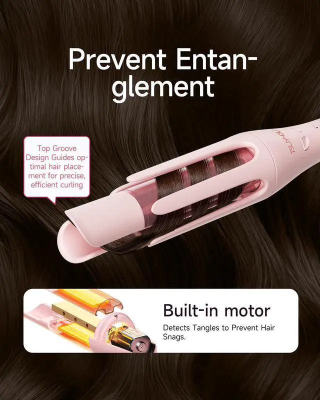 Alt view image 5 of 7 - Automatic Curling Iron Pro, Upgraded Long Barrel Hair Curler, 410 Hot Rotating Curling Iron, 2-Way Rotation 1.25 Inch Curling Wand, Auto Shut-Off 500 Million Ionic Crimper Hair Tool