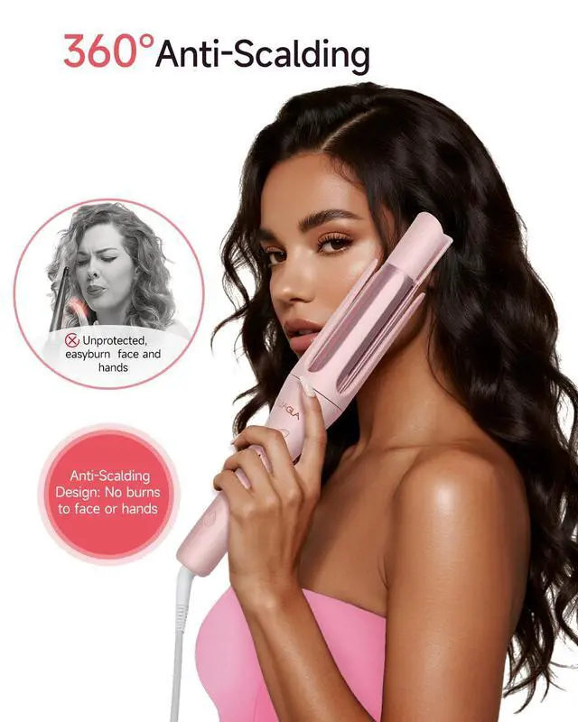 Alt view image 6 of 7 - Automatic Curling Iron Pro, Upgraded Long Barrel Hair Curler, 410 Hot Rotating Curling Iron, 2-Way Rotation 1.25 Inch Curling Wand, Auto Shut-Off 500 Million Ionic Crimper Hair Tool