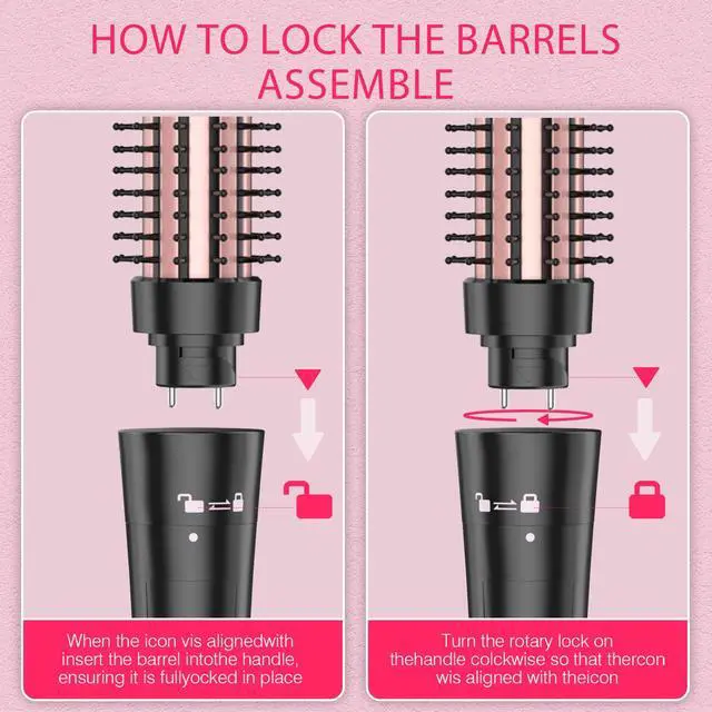 Alt view image 4 of 6 - Curling Iron 3 in 1 Barrel Curling Brush Set Crimper and Waver, Heated Curler Hair Styler Tool for Thermal Brush (Rose Gold, Curling Wand(0.5-1 Inch))