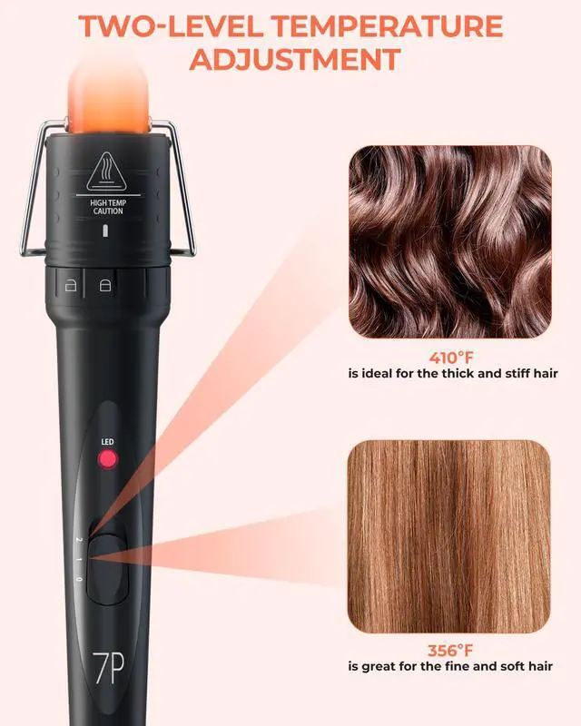 Alt view image 5 of 7 - 7 in 1 Curling Wand Set, 0.35"-1.25" Interchangeable Ceramic Barrels