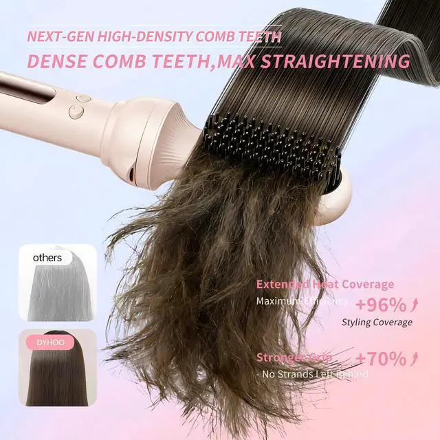 Alt view image 3 of 7 - 3 in 1 Automatic Hair Curler Set, 1"&1.25" Barrels with Straightening Brush, 3 Temp, Negative Ion Hair Styler for Beach Waves, Loose Curls & Straight Hair, Travel Light