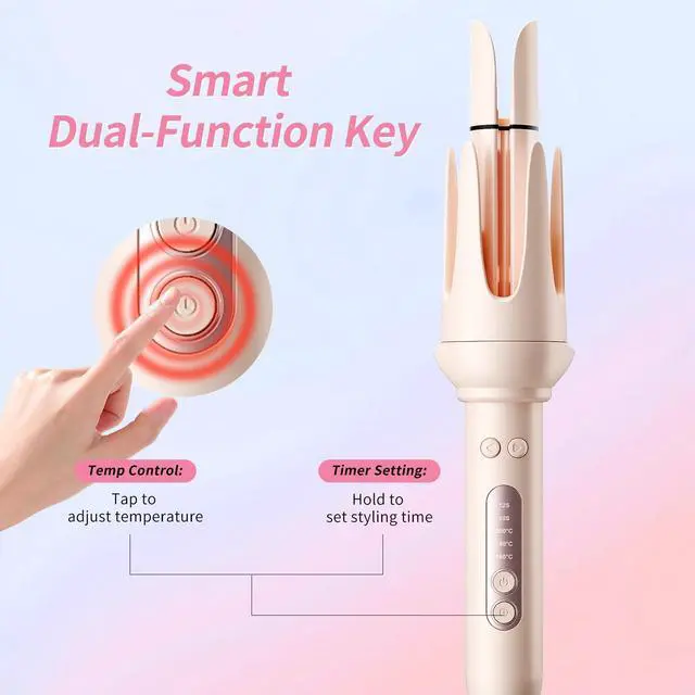 Alt view image 6 of 7 - 3 in 1 Automatic Hair Curler Set, 1"&1.25" Barrels with Straightening Brush, 3 Temp, Negative Ion Hair Styler for Beach Waves, Loose Curls & Straight Hair, Travel Light