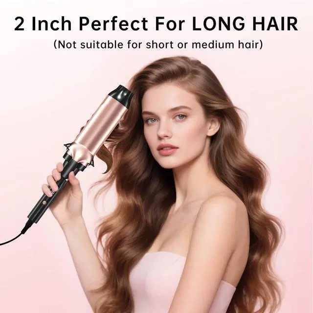 Alt view image 2 of 7 - 2 Inch Large Barrel Curling Iron for Long Hair & Thick Hair, Hair Curler for Beach Waves and Voluminous Curls, 30 Seconds Fast Heating Hair Styling Tool with 8 Adjustable Temperature