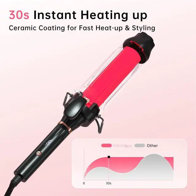 Alt view image 4 of 7 - 2 Inch Large Barrel Curling Iron for Long Hair & Thick Hair, Hair Curler for Beach Waves and Voluminous Curls, 30 Seconds Fast Heating Hair Styling Tool with 8 Adjustable Temperature