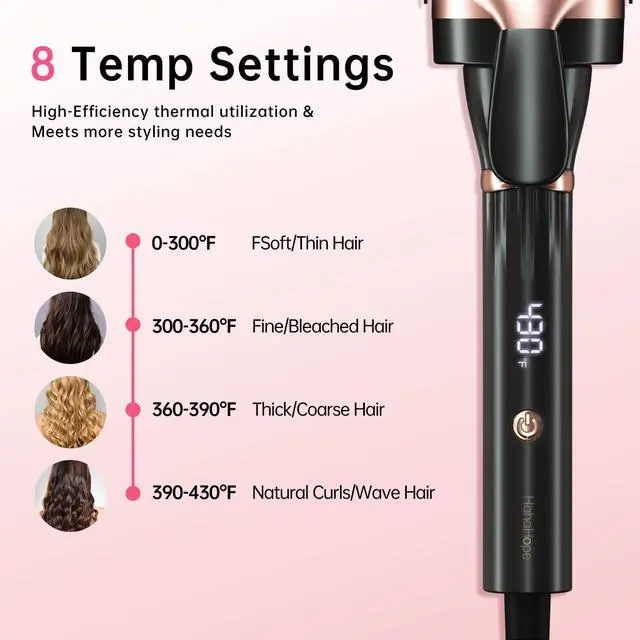 Alt view image 5 of 7 - 2 Inch Large Barrel Curling Iron for Long Hair & Thick Hair, Hair Curler for Beach Waves and Voluminous Curls, 30 Seconds Fast Heating Hair Styling Tool with 8 Adjustable Temperature