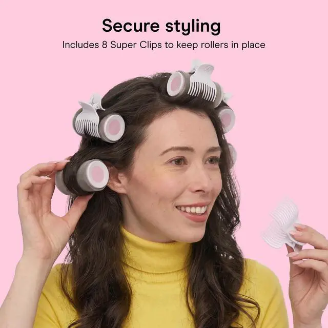 Alt view image 5 of 7 - Jumbo Hair Rollers, Ceramic, 2" Rollers, 8 Count, Pink