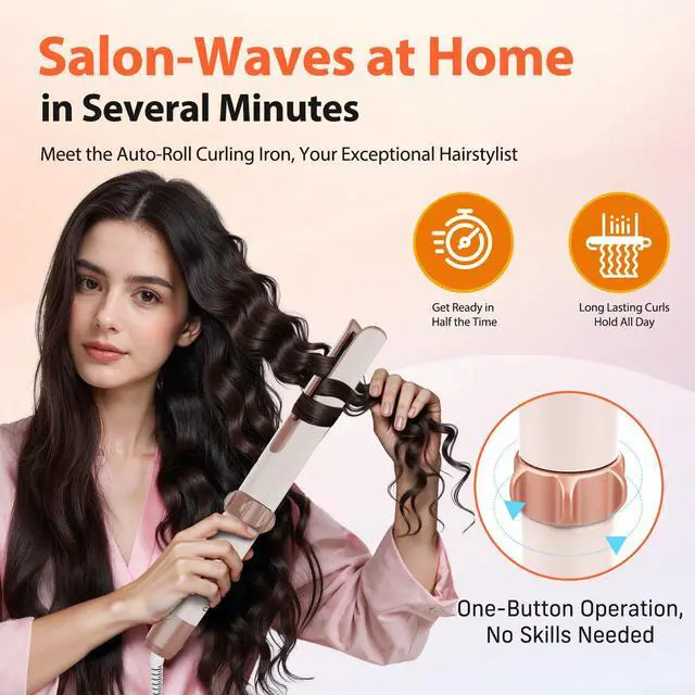 Alt view image 2 of 7 - Upgrade Automatic Curling Iron, 15s Fast Heat 1 1/4 Inch Salon-Waves
