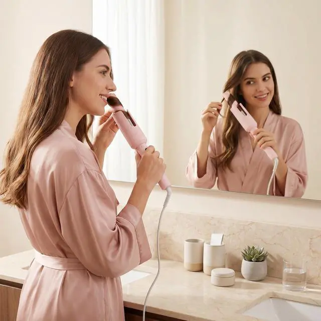 Alt view image 6 of 7 - 32mm Automatic Curling Iron Wand, Fast Heating Ceramic Auto Hair Curler, Anti-Scrald Rotating Curling Wand, Portable Hair Styling Curler for Home Travel, Perfect Hair Curling Tool Gift for Women Girls