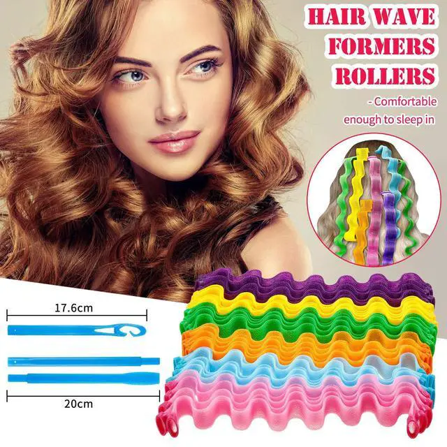 Alt view image 5 of 7 - 30 Pieces Heatless Waves Curlers Spiral Curls Styling Kit No Heat Hair Waver Spiral Curlers Rollers with 2 Pieces Styling Hooks for Most Hairstyles (45 cm, Mixed Color)