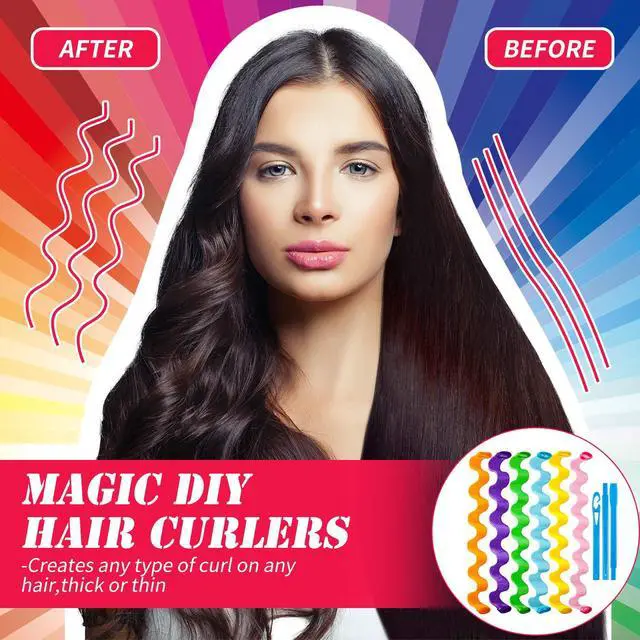 Alt view image 4 of 7 - 30 Pieces Heatless Waves Curlers Spiral Curls Styling Kit No Heat Hair Waver Spiral Curlers Rollers with 2 Pieces Styling Hooks for Most Hairstyles (45 cm, Mixed Color)