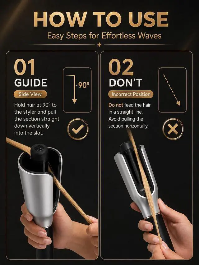 Alt view image 4 of 7 - Automatic Rotating Curling Iron, 1 Inch Auto Hair Curler for Long Hair, Anti-Scald Curling Wand with LCD Display, 4 Heat Settings, Dual Rotation, Dual Voltage Travel Hair Curler, Silver
