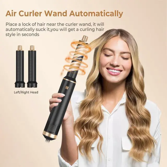 Alt view image 2 of 7 - Hair Dryer Brush 5 in 1, Blow Dryer Brush Set with Air Curler Wrap Hair Styler, Negative Ionic Blow Dry Brush, Detachable Hair Tool for Curling, Volumizer,Straightener,Drying