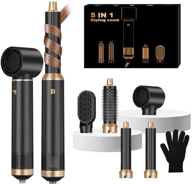 Main image of Hair Dryer Brush 5 in 1, Blow Dryer Brush Set with Air Curler Wrap Hair Styler, Negative Ionic Blow Dry Brush, Detachable Hair Tool for Curling, Volumizer,Straightener,Drying