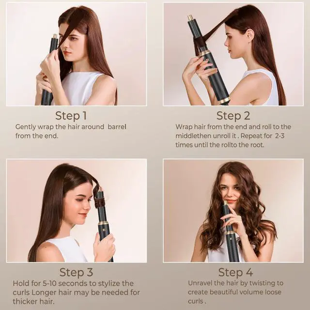 Alt view image 6 of 7 - Hair Dryer Brush 5 in 1, Blow Dryer Brush Set with Air Curler Wrap Hair Styler, Negative Ionic Blow Dry Brush, Detachable Hair Tool for Curling, Volumizer,Straightener,Drying