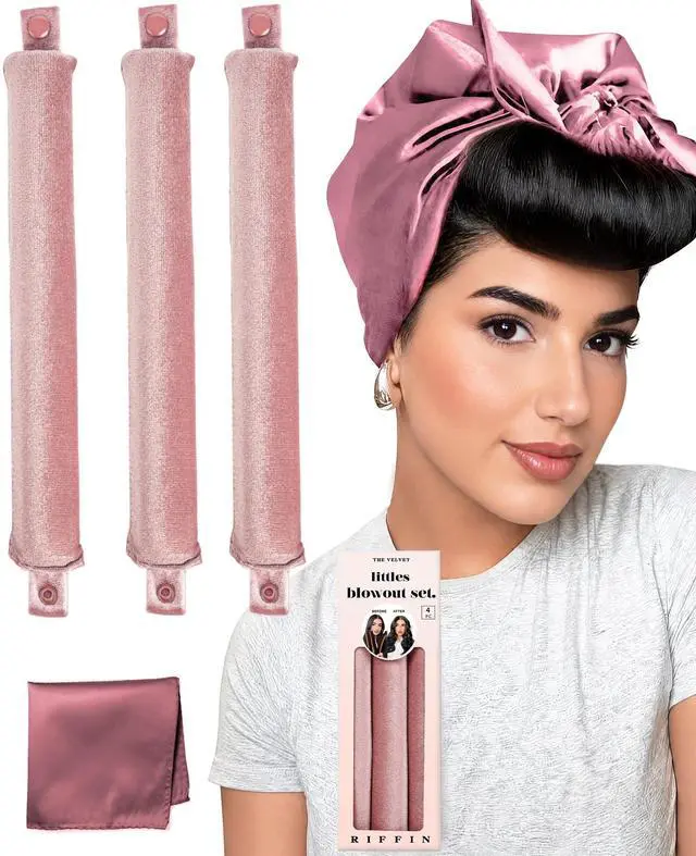 Main image of Littles Heatless Curls Overnight Rods - Upgraded Directional Grip Velvet Heatless Hair Curler to Sleep in No Heat Heatless Curling Flexi Rods Foam Hair Rollers for Blowout Look Long & Short Hair