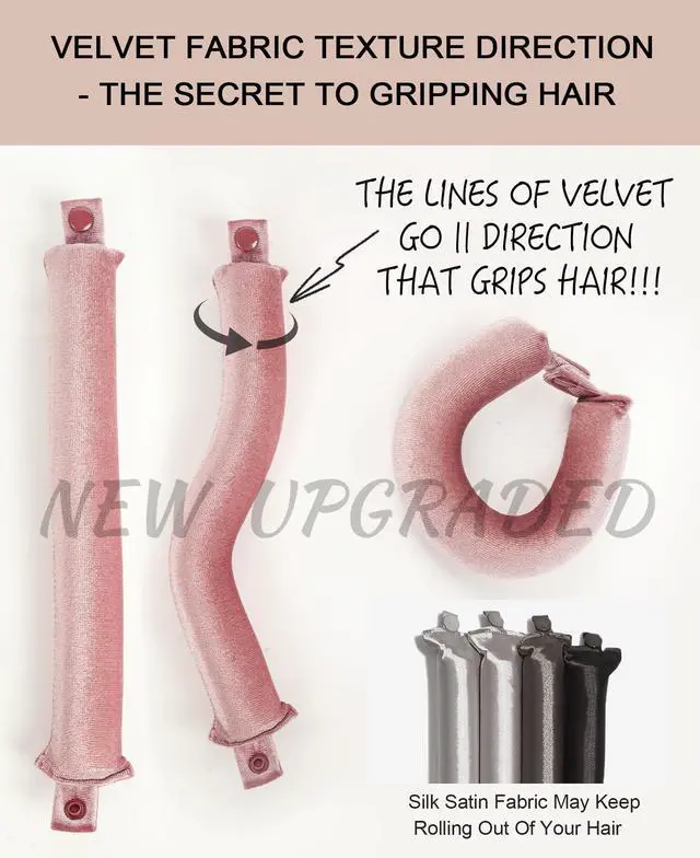 Alt view image 5 of 7 - Littles Heatless Curls Overnight Rods - Upgraded Directional Grip Velvet Heatless Hair Curler to Sleep in No Heat Heatless Curling Flexi Rods Foam Hair Rollers for Blowout Look Long & Short Hair