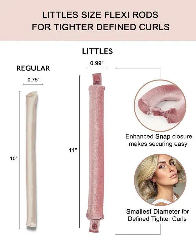 Alt view image 3 of 7 - Littles Heatless Curls Overnight Rods - Upgraded Directional Grip Velvet Heatless Hair Curler to Sleep in No Heat Heatless Curling Flexi Rods Foam Hair Rollers for Blowout Look Long & Short Hair