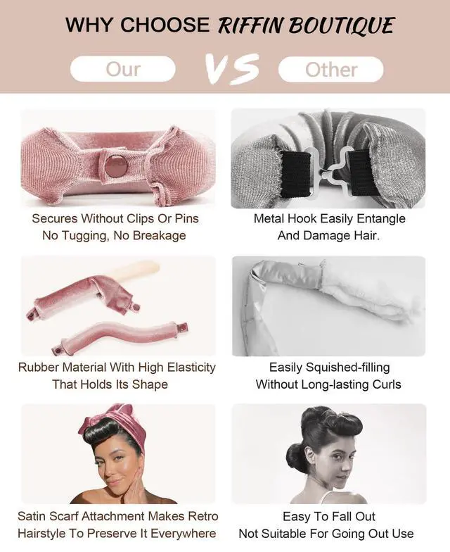 Alt view image 6 of 7 - Littles Heatless Curls Overnight Rods - Upgraded Directional Grip Velvet Heatless Hair Curler to Sleep in No Heat Heatless Curling Flexi Rods Foam Hair Rollers for Blowout Look Long & Short Hair
