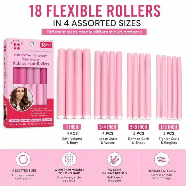 Alt view image 2 of 7 - MyFlexi Rods for Long Hair, 18-Piece Heatless Curlers