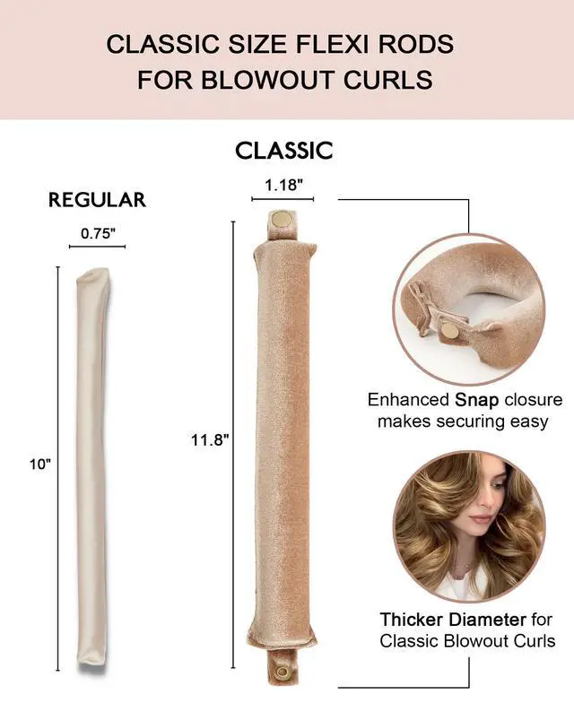 Alt view image 3 of 7 - Classic Heatless Curls Overnight Rods - Upgraded Directional Grip Velvet No Heat Hair Curlers to Sleep Hair Rollers Flexible Curling Rods Set for Long Thicker Hair, Full Coverage Larger Silk Scarf