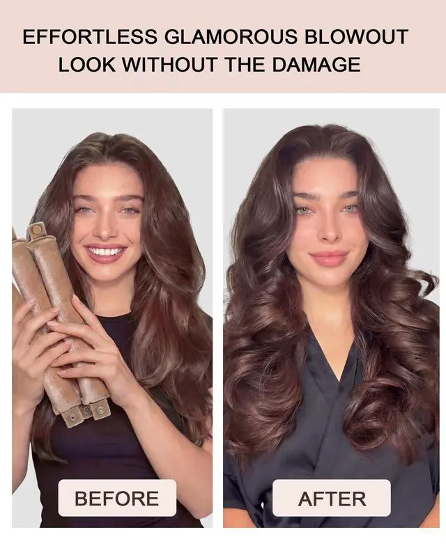 Alt view image 4 of 7 - Classic Heatless Curls Overnight Rods - Upgraded Directional Grip Velvet No Heat Hair Curlers to Sleep Hair Rollers Flexible Curling Rods Set for Long Thicker Hair, Full Coverage Larger Silk Scarf