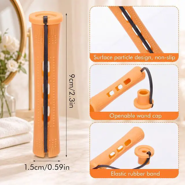 Alt view image 3 of 7 - 60 Pcs Perm Rods Hair Perm Rollers for Short Long Hair,Orange