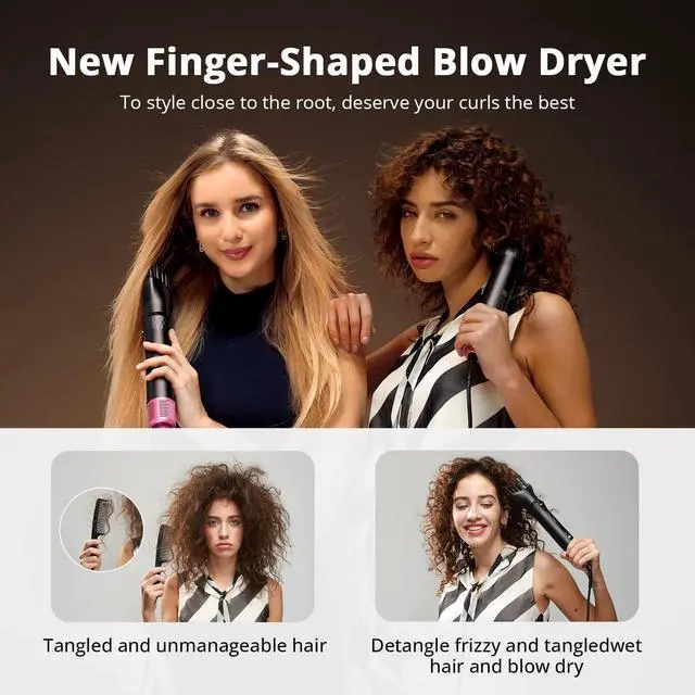 Alt view image 7 of 7 - 7-in-1 Hot Air Styler & Hair Dryer Brush, 110,000 RPM High-Speed Blow Dryer Brush with Auto Wrap Curlers,Fast Drying, Volumizing & Straightening Trave