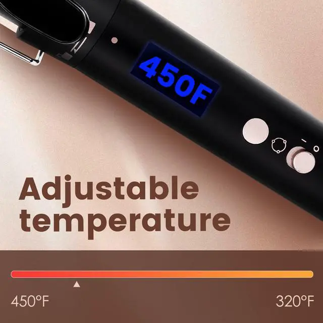 Alt view image 2 of 7 - 5 in 1 Curling Wand Set with Temperature Display, Curling Iron Set with 5 Interchangeable Ceramic Curling Wands, Instant Heat Up, Suitable for All Hair Types (Rose Gold)