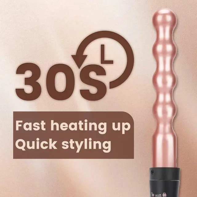Alt view image 7 of 7 - 5 in 1 Curling Wand Set with Temperature Display, Curling Iron Set with 5 Interchangeable Ceramic Curling Wands, Instant Heat Up, Suitable for All Hair Types (Rose Gold)