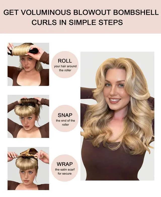 Alt view image 2 of 7 - Grande Heatless Curls Overnight Rods - Upgraded Directional Grip Velvet - No Heat Hair Curlers to Sleep, Jumbo Large Hair Rollers Flexible Curling Rods Set for Long Thicker Coarser Hair Blowout Look