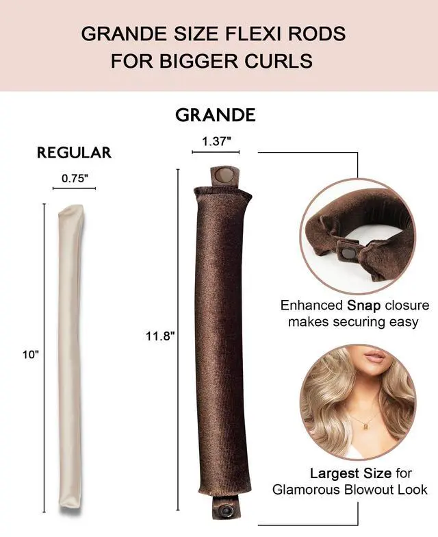 Alt view image 3 of 7 - Grande Heatless Curls Overnight Rods - Upgraded Directional Grip Velvet - No Heat Hair Curlers to Sleep, Jumbo Large Hair Rollers Flexible Curling Rods Set for Long Thicker Coarser Hair Blowout Look