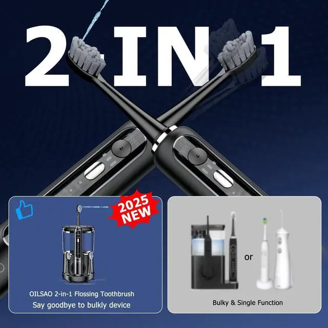 Alt view image 6 of 7 - Electric Toothbrush with Water Flosser Combo,Sonic Flossing Toothbrush, Bl