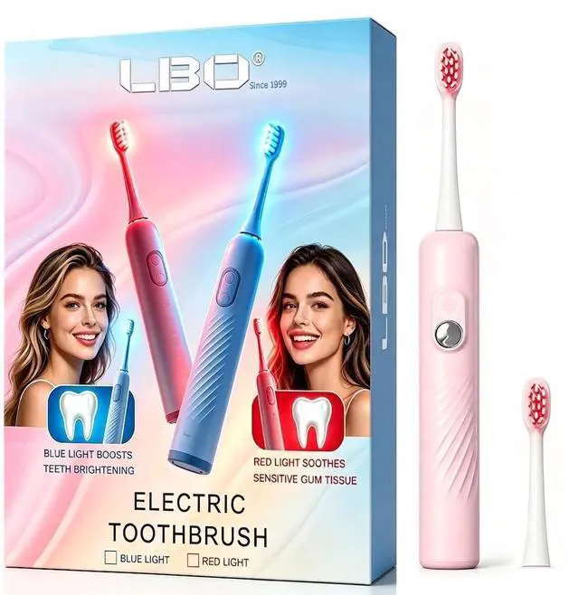 Main image of Red Light Electric Toothbrush with + 1 RedLight Brush Head, Pap & Enamel Repair Whitening Toothpaste, USB Rechargeable Sonic Toothbrush with Replacement Brush Head