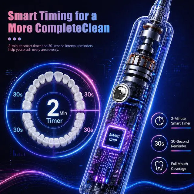 Alt view image 4 of 7 - Red Light Electric Toothbrush with + 1 RedLight Brush Head, Pap & Enamel Repair Whitening Toothpaste, USB Rechargeable Sonic Toothbrush with Replacement Brush Head