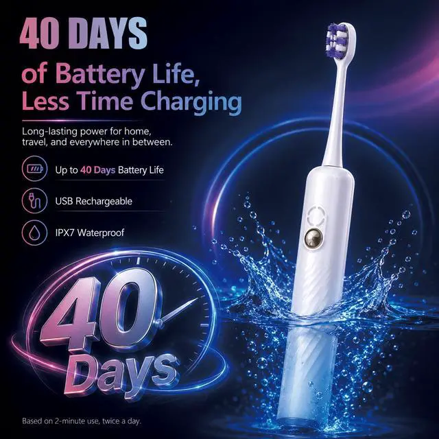 Alt view image 6 of 7 - Red Light Electric Toothbrush with + 1 RedLight Brush Head, Pap & Enamel Repair Whitening Toothpaste, USB Rechargeable Sonic Toothbrush with Replacement Brush Head