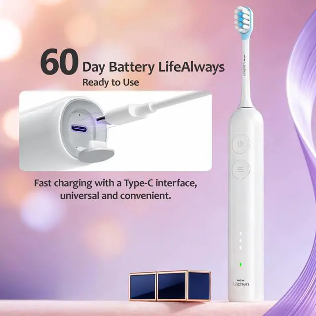 Alt view image 4 of 7 - Electric Toothbrush - Sonic Electric Toothbrush for Adults,Smart Timers & 3 Modes (3 Intensity Levels Each), IPX8 Waterproof, 4 Brush Heads, Travel Case, White
