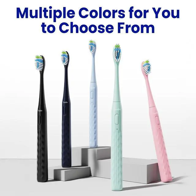 Alt view image 6 of 7 - Sonic Travel Electric Toothbrush for Adults & Kids, Travel Case&2 Brush Heads, Battery Powered Sonic Toothbrush, Compact Design for Daily/Travel Use-Pink