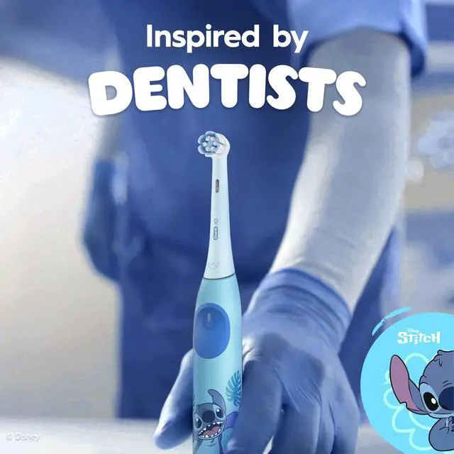 Alt view image 2 of 7 - iO Kids Limited Rechargeable Electric Powered Toothbrush, Stitch - Automatic Pressure Sensor - 3 Cleaning Settings - Music Timer - 28 Day Battery Life - Travel Case