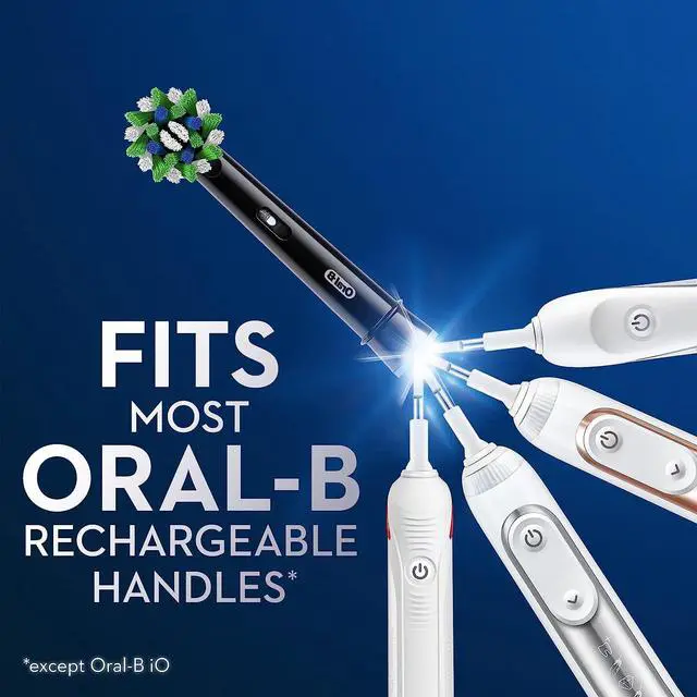 Alt view image 2 of 7 - Cross Action Replacement Brush Heads for an Oral-B Electric Toothbrush, Pack of 6, Black