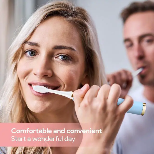 Alt view image 7 of 7 - 2 Pack Electric Toothbrush for Adults and Kids, Travel Toothbrush Includes 10 Replacement Toothbrush Heads, 5 Modes with 2 MIN Smart Timer (Blue White)