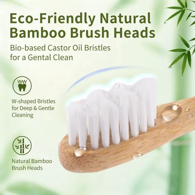 Alt view image 2 of 7 - Ultrasonic Oscillating Electric Toothbrush with Bamboo Heads