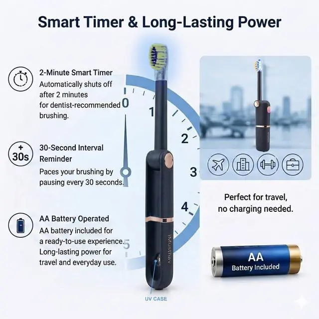 Alt view image 6 of 7 - Foldable Travel Electric Toothbrush, Self Cleaning Toothbrush