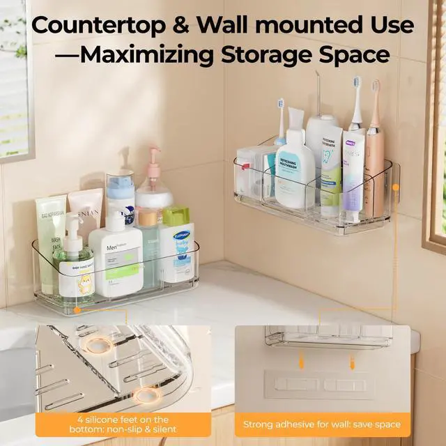 Alt view image 3 of 7 - 8 Slots Toothbrush Holders for Bathrooms with Detachable Dividers