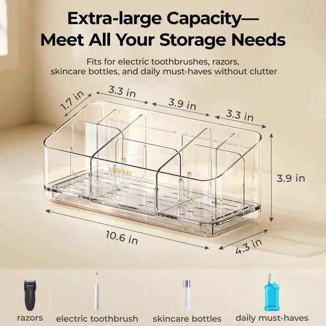 Alt view image 4 of 7 - 8 Slots Toothbrush Holders for Bathrooms with Detachable Dividers