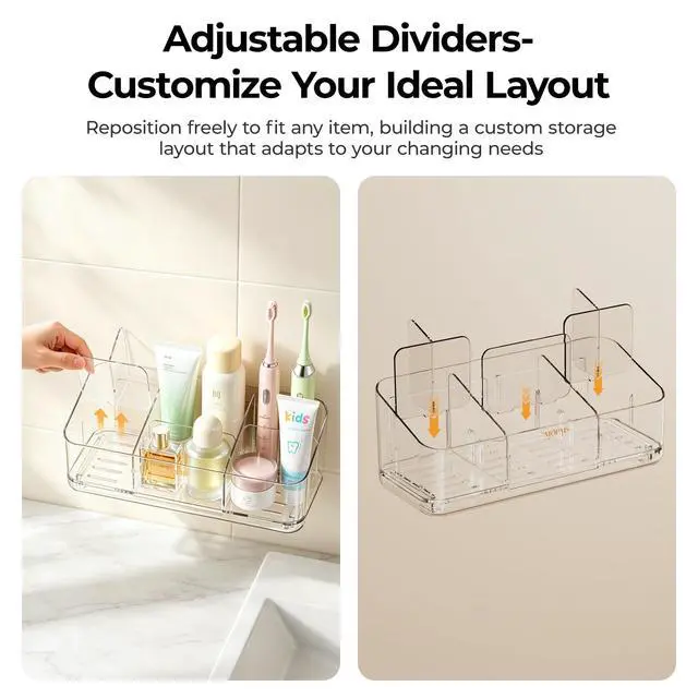 Alt view image 5 of 7 - 8 Slots Toothbrush Holders for Bathrooms with Detachable Dividers
