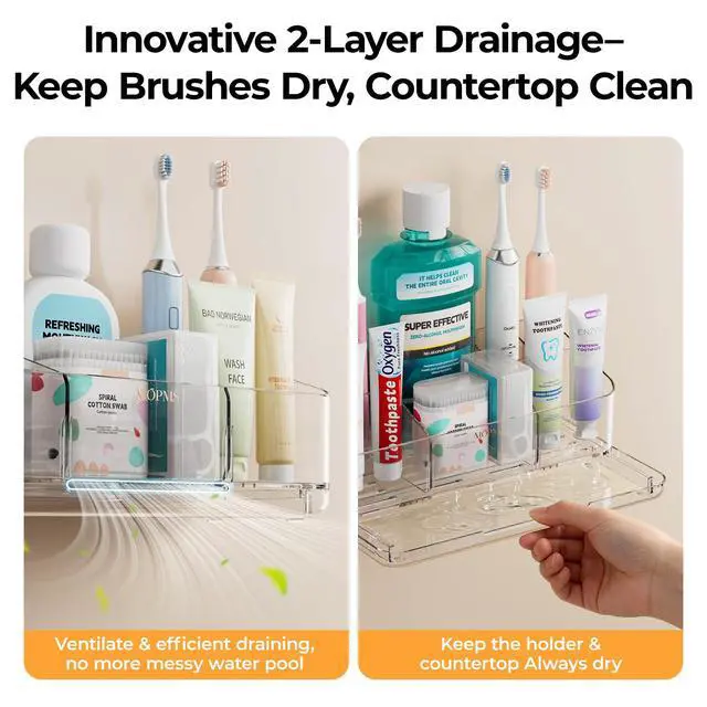 Alt view image 7 of 7 - 8 Slots Toothbrush Holders for Bathrooms with Detachable Dividers