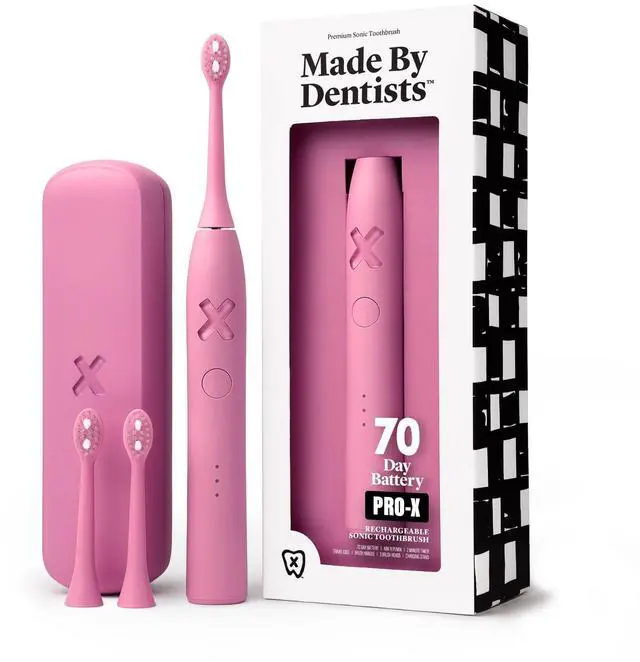 Main image of PROX Sonic Electric Toothbrush for Adults 70Day Battery on One Charge, DentistDesigned Whitening Rechargeable Toothbrush, 3 Brush Heads & Travel Case, 3 Modes, Pink
